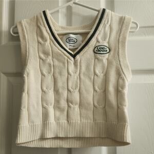 Womans Land Rover V Neck Pullover cotton Vest cream Pacsun Size Small Crop